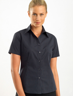 Picture of John Kevin Uniforms-137 Charcoal-Womens Short Sleeve Dark Stripe