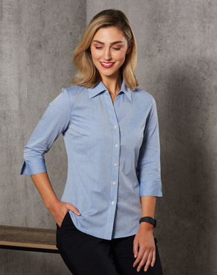 Picture of Winning Spirit - M8013 - Women’s Fine Chambray 3/4 Sleeve Shirt